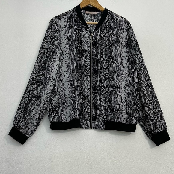 Philosophy Black and White Snakeskin Bomber Zip up Jacket - Picture 9 of 14